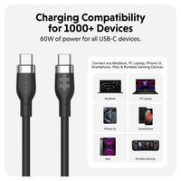 HyperJuice 60W Silicone USB-C to USB-C Cable (1.5M/5Ft) - Black