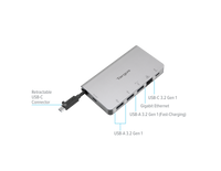 USB-C Ethernet Adapter with 3x USB-A Ports and 1x USB-C Port with 100W PD Pass-Thru