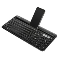 Multi-Device Bluetooth® Antimicrobial Keyboard with Tablet/Phone Cradle (Black)