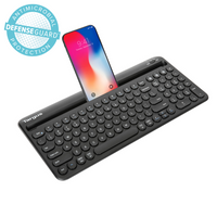 Multi-Device Bluetooth® Antimicrobial Keyboard with Tablet/Phone Cradle (Black)