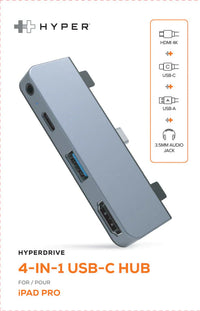 HyperDrive 4-in-1 USB-C Hub for iPad Pro/Air - Grey