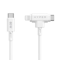 HyperJuice® USB-C® and Lightning Hybrid Charging Cable (1.5m/5ft) - White