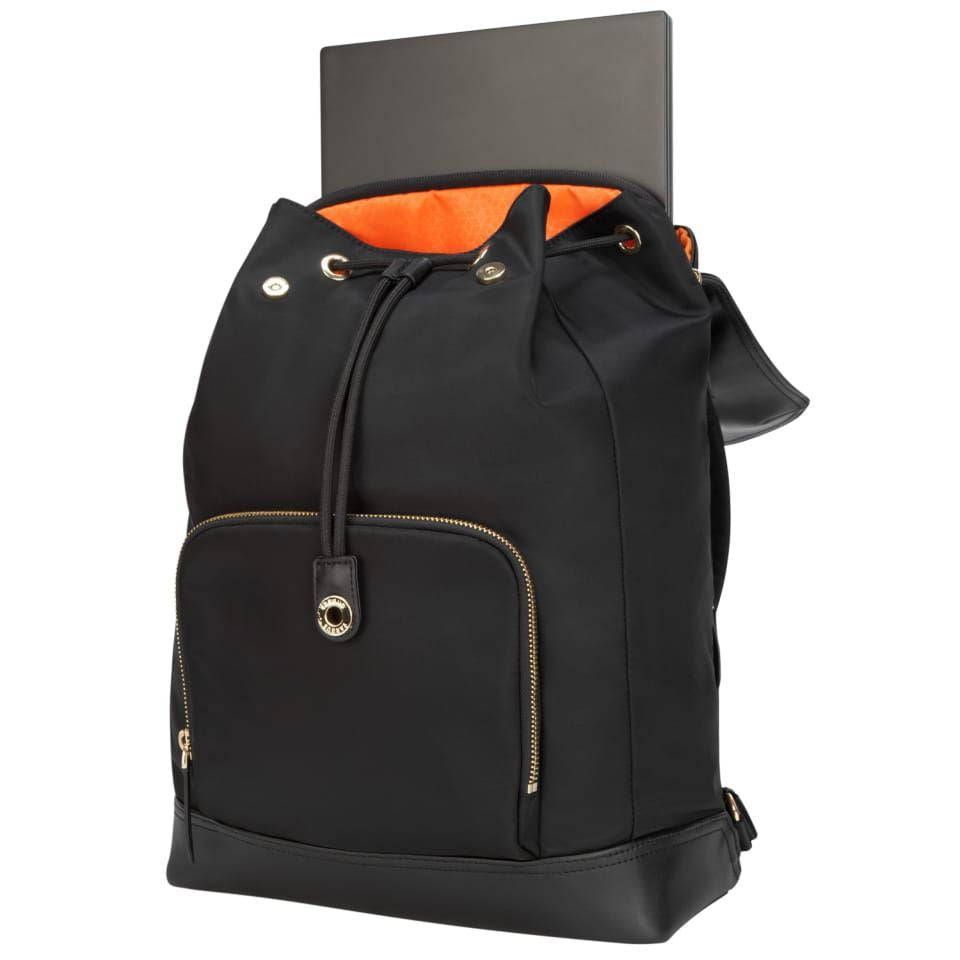 black leather drawstring backpack laptop 15" Newport Drawstring Backpack (Black) – Targus AP