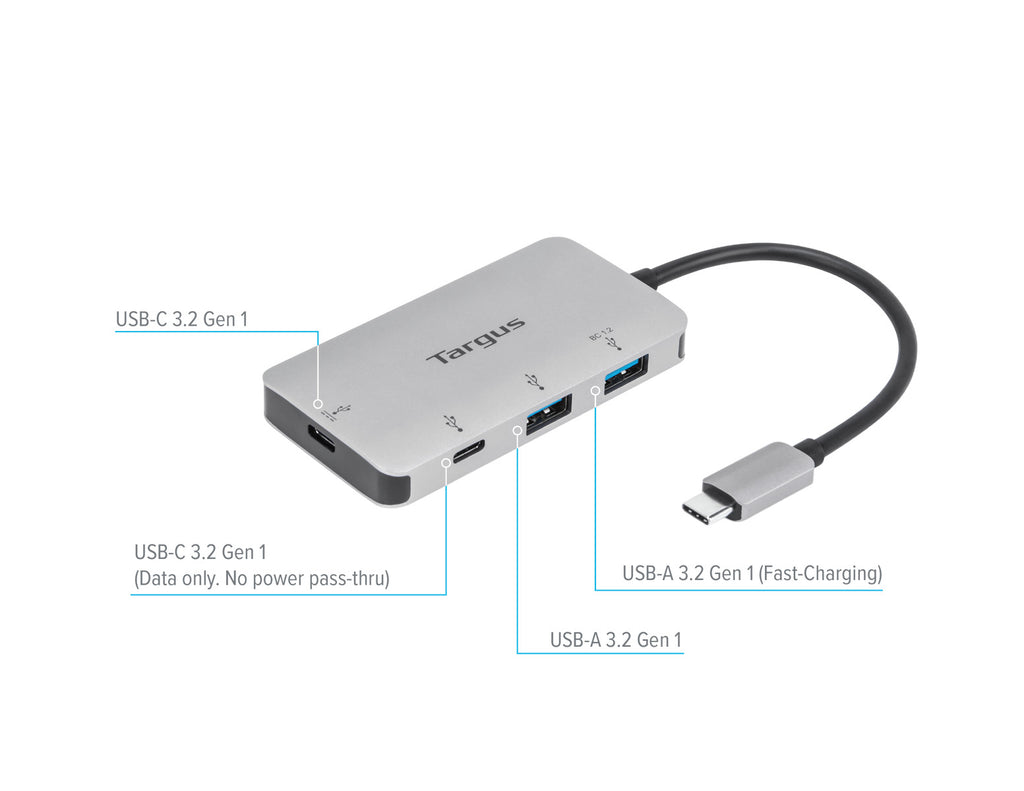 USB-C Multi-Port Hub with 2x USB-A and 2x USB-C Ports with 100W PD Pass-Thru