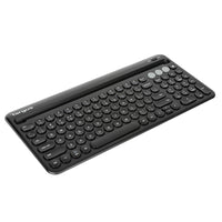 Multi-Device Bluetooth® Antimicrobial Keyboard with Tablet/Phone Cradle (Black)