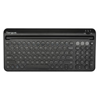 Multi-Device Bluetooth® Antimicrobial Keyboard with Tablet/Phone Cradle (Black)
