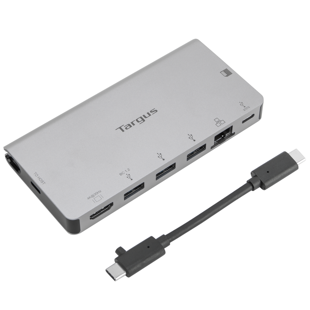 USB-C DP Alt Mode Single Video 4K HDMI Docking Station with Card Reader, 100W PD Pass-Thru, and Removable USB-C Cable