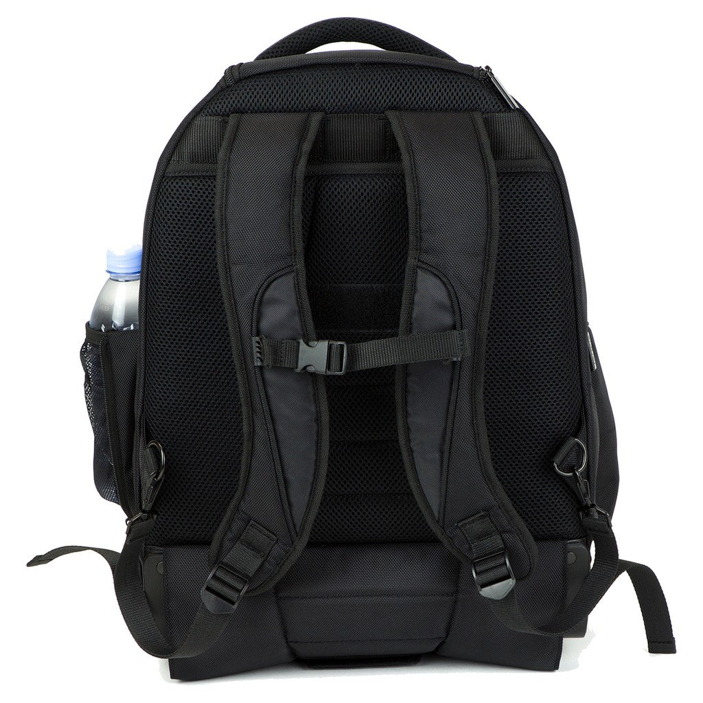 black backpack 15 laptop padded vertical sleeves mp3 15.4" Rolling Laptop Backpack (Black) – Targus AP