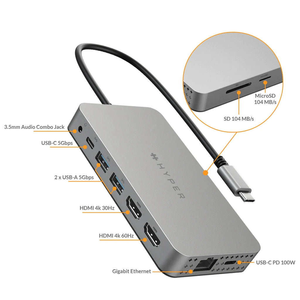 HyperDrive Dual 4K HDMI 10-in-1 USB-C Hub – Targus AP