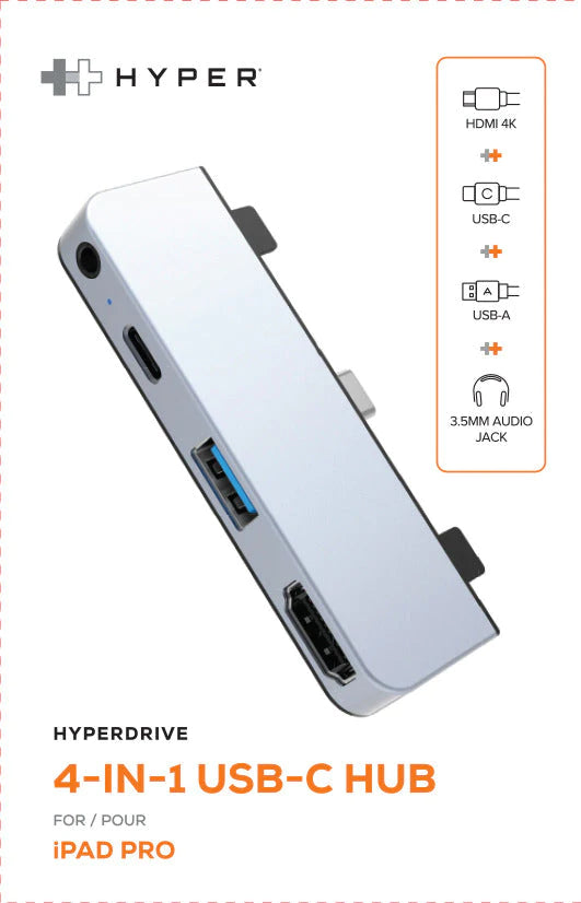 HyperDrive 4-in-1 USB-C Hub for iPad Pro/Air - Silver