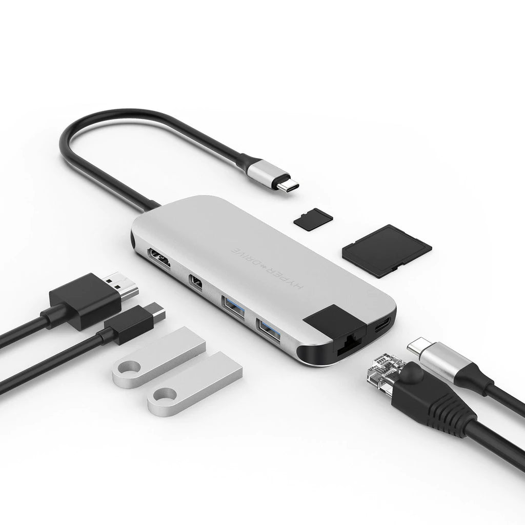 HyperDrive SLIM 8-in-1 USB-C Hub - Silver